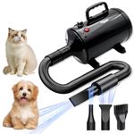 Qpets® Dog Dryer for Pet Hair Dryer for Dogs 5.2HP/3800W Pet Grooming Dryer Adjustable Speed with Three Nozzle Quick Dry Pet Hair Dryer Cat Dryer