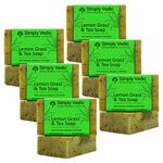 Simply Vedic Therapeutic 6-Pack Lemongrass With Tea Soap Bar For Body, Hand, Face| Made with Lemon-Grass Essential Oil, 100%Vegan ,Cold Pressed With Coconut Oil for Energizing bath|Hand-Made(3.5OzX 6)