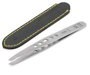 GERMANIKURE Professional Perforated Slanted Tweezers - FINOX Stainless Steel in Leather Case - Ethically made in Solingen Germany - 4403