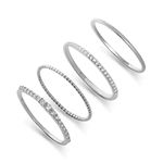 Stackable Ring Set of 4 Pure Silver Ultra Thin Stacking Rings for Women Dainty Gold Ring Minimalist Delicate Diamond Ring (Silver, 5.5)