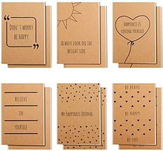 Belle Vous Pack de 12 Cuadernos de Notas Pequeño con Líneas Diario/Libreta A6 10,5 x 14,8 cm - 6 Diseños En Ingles - 80 Paginas de Papel - Cuaderno a Rayas Temas Felices para Viajes y Oficina