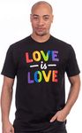 Love is Love | Lesbian Gay Bisexual Transgender Ally Progressive LGBTQ Unisex Women Men T-Shirt-(Adult,L) Black