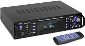 Pyle 4-Channel Bluetooth Home Power Amplifier - 2000 Watt Audio Stereo Receiver w/Speaker Selector, AM FM Radio, USB/SD Card Reader, Karaoke Microphone Input - Home Entertainment System P2203ABTU.6