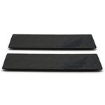 TIKUSAN Serving Platters, Sushi Plate Set of 2, Rectangle Plates Made in Japan, Ceramic Plates for Dinner Party Restaurant for Appetizer, Meat, Dessert (Black)