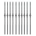 TOUCAN Staircase Iron Balusters (Box of 10) Stair Parts 1/2" Square Metal Balusters - Hollow Single Basket Double Twist Staircase Spindles (Real Satin Black), TFHB05