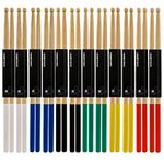 Suwimut 12 Pairs Drum Sticks with Non-Slip Rubber Handle, Classic 5A Maple Wood Tip Drumsticks for Kids, Adults and Beginners, Professional Musical Instrument Percussion Accessories, 6 Colors