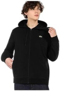 Lacoste Men's Essentials Zip Front Hoodie, Black, Large