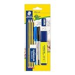 STAEDTLER 60 BK-4 Noris Office Set - Assorted Stationery Pack with 3 Graphite Pencils, 2 Pens, Highlighter, Eraser & Sharpener