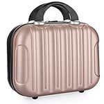 Tolida Makeup Travel Case, Hard Shell Cosmetic Organizer Bag with Elastic Band and Soft Handle, Portable Mini ABS Carrying Suitcase Waterproof, Travel Bag for Toiletry, Skin Care (Gold Rose)