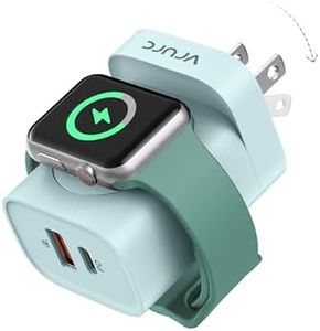 VRURC for Apple Watch Charger, 20W PD 3-in-1 Charger with Magnetic Wireless Charging and Dual Ports, Foldable Plug Portable USB C Wall Charging Block for iPhone 15 14 13 12, Android Tablets etc-Green