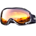 Snowledge Ski Snowboard Goggles with UV400 Protection, Skiing Snowboarding Goggles of Dual Lens with Anti Fog for Men, Women,Helmet Compatible