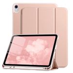 Dirrelo Compatible with iPad 10th Generation Case 2022, Soft TPU Protective Case with Pencil Holder, Trifold Stand Case Designed for iPad 10.9 Inch, Auto Sleep/Wake Cover, Rose Pink