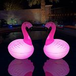 Rukars Floating Pool Lights 2PCS, Solar Flamingo Pool Lights Waterproof, Glow in The Dark Solar Powered LED Lights, Inflatable Floating Lights for Pool Spa Patio Wedding Party Christmas Decorations