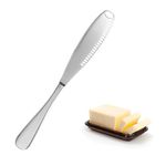 Palmcee Butter Knife, 3 In 1 Butter Knife Spreader, Stainless Steel Butter Cutter Kitchen Knife Gadgets Curler Slicer Spreader with Serrated Edge for Cutting and Spreading Butter Cheese Jam