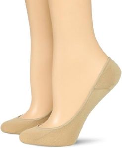 Hue 12785 Women's Ultra Low Cut No Show Liner Sock (2 Pair) - Off-white - Medium/Large