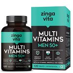 Zingavita Multivitamin for Men 50 Plus Age - 120 Tablets | With 50 Vitamins, Minerals, Herbal Extracts, L-Arginine, Ginseng & Super Antioxidants Blend for Enhanced Energy, Heart, Immunity, Joints & Eye Support | 1 Veg Tablet Daily