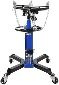 Transmission Jack, (3/5 Ton) 1322 Lbs Capacity 2 Stage Adjustable Hydraulic Telescopic Transmission Jack with Foot Pedal, 33.5"-69" High Lift and 360° Swivel Wheel, Garage/Shop Lift Hoist, BLUE
