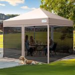 Quictent 10'x10’ Pop up Screened Canopy Tent with Mosquito Netting, Portable Easy up Outdoor Screen House Shelter Fully Sealed for Patio, Camping and Picnic, Includes Wheeled Carry Bag (Tan)
