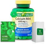 Calcium 600mg Plus Vitamin D3, 150 Mini Softgels with Bundle Exclusive Vitamins & Minerals - A to Z - Better Ligth&Spring Guide + Weekly Pill Organizer (3 Items)