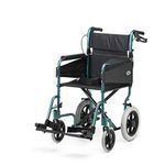 DAYS Escape Lite Wheelchair, Attendant Propelled Lightweight Aluminium with Folding Frame, Mobility Aid, Comfy and Sturdy, Portable Transit Travel Chair, Removable Footrests, Standard Size, Green