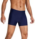 DEVOROPA Men's Athletic Swim Jammers Square Leg Compression Swim Brief Trainning Swimsuit Quick Dry Bathing Swimming Shorts Navy M