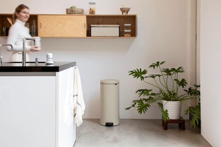 Brabantia NewIcon 30L Pedal Bin – Beige Stainless Steel Trash Can