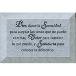 Dios Dame La Serenidad - Serenity Prayer - Inspirational Saying in Spanish 4"x6" Glass Plaque with Easel