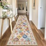 SHACOS Runner Rugs for Hallway Non Slip 60x305 CM Extra Long Hallway Hall Runner Vintage Distressed Area Rugs Washable Kitchen Floor Carpet Runner Mats for Entrance Bedroom Laundry Room, Colourful