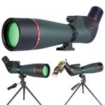 20-60x80 HD Spotting Scopes for Target Shooting, Spotter Scope for Wildlife Viewing Hunting Bird Watching - BAK4 Waterproof Spotting Scope with Tripod, Upgraded Smartphone Holder, Carrying Bag
