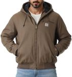 TUAOVA Men's Work Coat Washed Duck Fleece Lined Waterproof Workwear Fit Relaxed Winter Hooded Active Jacket(Brown,XXL)