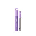 ZOKU - Portable Straw for Key Chains, Pockets, Purses and More, Reusable Stainless Steel Straw with Silicone Mouthpiece and Case, Adjustable to 9 Inches, Purple