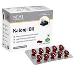 NEAT EVERYDAY Black Seed Oil Capsules | Cold Pressed Kalonji Oil Supplement | Supports Immunity, Digestion, Hair & Skin Health | Vegetarian Capsule (60 Capsule, Blister)