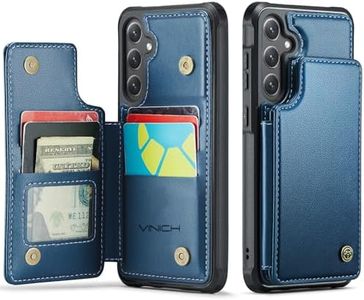 Vinich for Samsung Galaxy S24 FE Case with Card Holder, RFID Blocking Credit Slots Kickstand Shockproof Phone Cover for Women Men, Blue