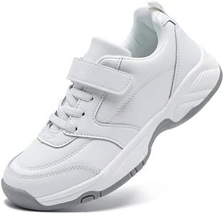 PolarPals Boys Girls Shoes Kids Tennis Strap Sneakers Non Slip Fashion Athletic Running Shoes for Little Kid/Big Kid (White, Little Kid 3)