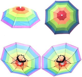 HunterBee 4 pcs Umbrella Hats Sun Rain Caps Folding Fishing Free Hands for Beach Outdoor, small size mixed colors,
