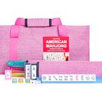 Jongyance American Mahjong Set,Mah jongg Game Set,166 Tiles with Pink Bag & Complete Accessories,4 All-in-One Rack/Pushers,Mahjong Game Set (Mah-Jongg, Majiang,Ma Jong)