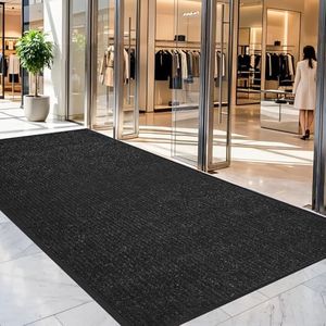 EMQIMA 4' X 6' Extra Large Front Door Mat, Commercial Rug Heavy Duty Non-Slip Entryway Doormat, Absorbent & Dirt Resistant,Low Profile, Large Door Mats for Home & Commercial High Traffic Area, Blcak