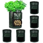 E-KNOW 6 Pack Potato Grow Bags, 10 Gallon Potato Grow Bags for Potato Tomato Carrot & Other Vegetable, Plant Grow Bags Heavy Duty Thickened, Aeration Material Grow Bags with Handles