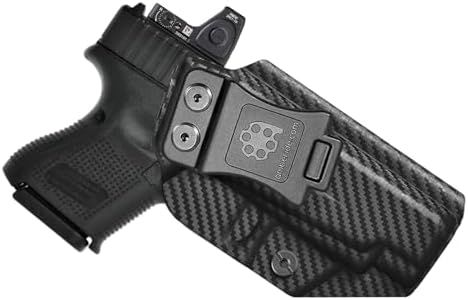 Amberide Glock 26 IWB Holster, Kydex Concealed Carry Holster for Glock 26/27 / 33 Gen1-5, Optic Cut, Posi-Click Retention, Sweat Guard, Adjustable Cant (0–30°)