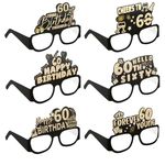 Grevosea 6 Pieces Birthday Party Paper Eyeglasses Decoration, 60st Birthday Sunglasses Happy Birthday Photo Booth Props Supplies for Her Birthday Party Girls Women Party Favors Decors Gift (60th)