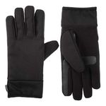 Isotoner Men's Stretch Touchscreen Gloves with Water Repellent Technology Cold Weather, Black, XL