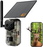 4G LTE Cellular Trail Camera with GPS, Live Streaming, Motion Detection, Solar Powered, Dual Lens, No-Glow IR, Color Night Vision, IP65 Waterproof, Game Camera for Deer Hunting & Wildlife Monitoring