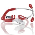 ELKO EL-130 DECI-TONE Aluminium Head Acoustic Stethoscope For Doctors, Nurses & Medical Students | Dual Head Lightweight Chest Piece With U-Shaped Latex-Free PVC Tubing | Soft Sealing Ear Knobs (Red)