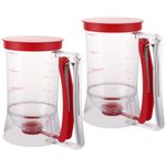 APACALI 2 Pack Pancake Dispenser, 900ml Pancake Batter Dispenser, Batter Dispenser for Baking, Batter Dispenser with Measuring Label for Home Kitchen, Red