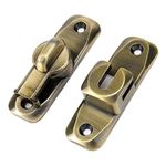 Faotup 1Pcs Antique Brass 90 Degree Barn Door Latch Lock Heavy Duty Sliding Door Latch Metal Door Lock Latch for Garage