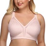 DotVol Women's Full Coverage Minimizer Bra Non-Padded Floral Lace Wirefree Soft Cup Plus Size(44B,Pink)