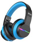 iClever Bluetooth Headphones with Mic, Headphones for Kids with 74/85dBA Volume Limited Over Ear Headset, 85H Playtime, Fast Charging, Bluetooth 5.2, BTH12 Headphones for Boys iPad, Blue&Black