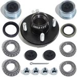 iBroPrat 1 Sets Trailer Hub Kit 4 Bolt 4, Trailer Axle Kit for 2000 lb 4 Lug Trailer Hub Fits 1" and 1-1/16" Spindle with Extra Dust Cap and Rubber Plug