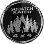 Squatch Rated Badge Rated Car Emblem, 4 x 4 Metal Automotive Bigfoot Badge 3D Metal Car Badges Emblems Round Emblem Decals Car Badge Decals Stickers Compatible with Jeep Wrangler Vehicles Trucks SUV (Squatch Rated)