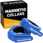 Magnetic Barbell Collars [Bells of Steel] Premium Weight Bar Clamps | Quick Release Barbell Clips, Olympic Barbell Clamps | Rubberized Gym Clips for Weightlifting Bar, Pair, Blue